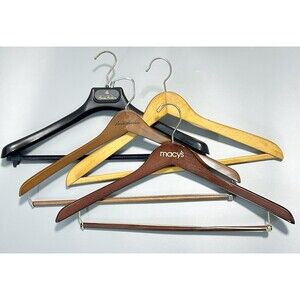 Lot Of 4 Vintage BROOKS BROTHERS Macy’s Wooden Suit Coat Clothes Hangers